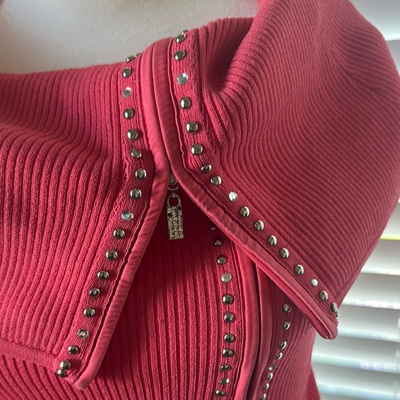 Cache Pink Off-the-Shoulder Sweater Ribbed Knit - Picture 3 of 7